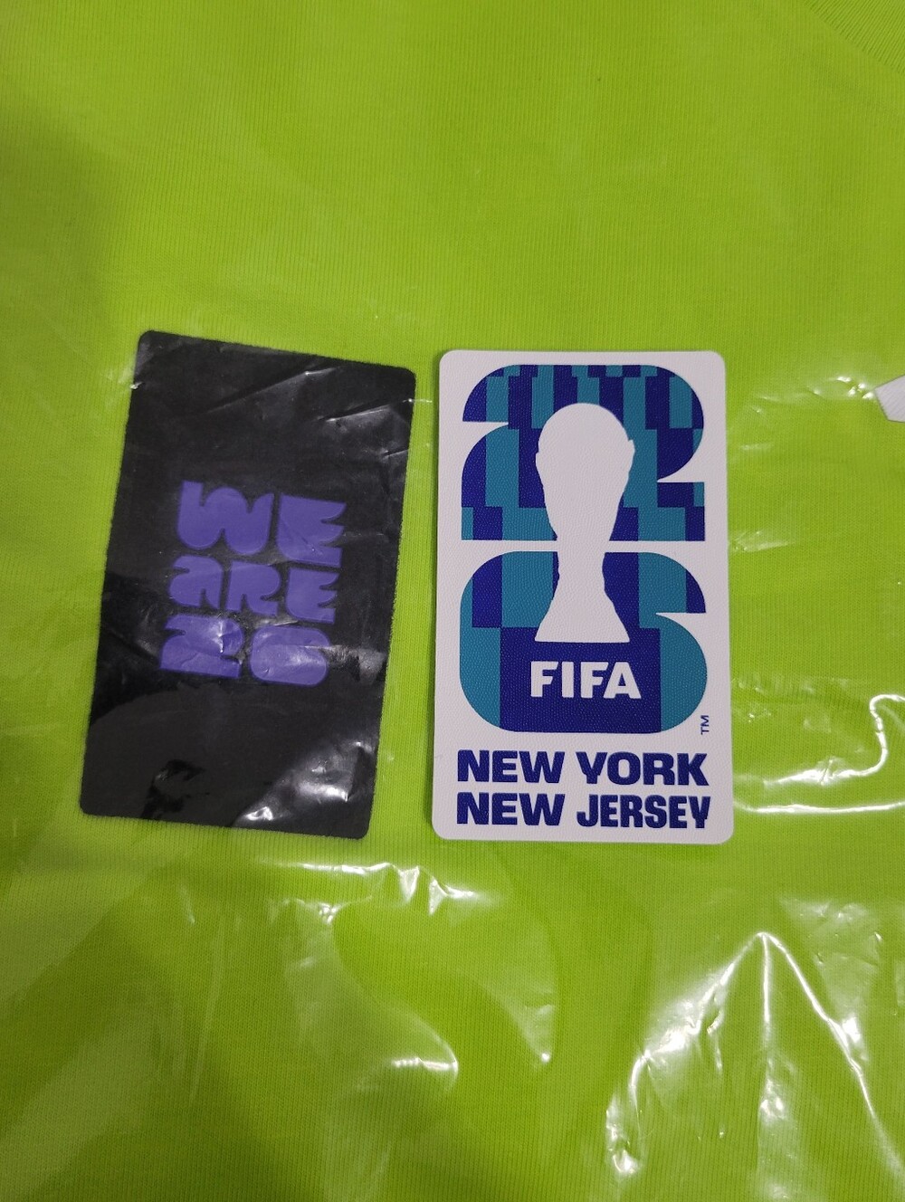 Adidas Neon Green World Cup 2026 Volunteer Tee with NY NJ patch. NWT unopened